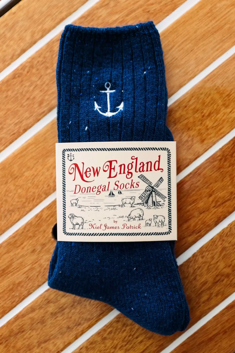 Kiel James Patrick Navy Anchor Donegal Socks
