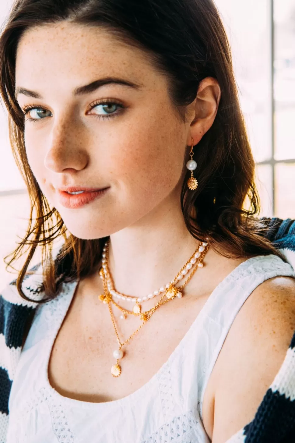 Kiel James Patrick Sunflower Pearl Drop Necklace
