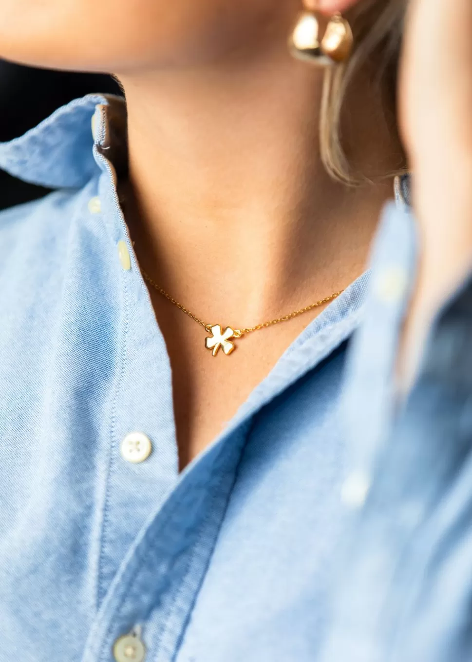 Kiel James Patrick The Gold Four Leaf Clover Necklace